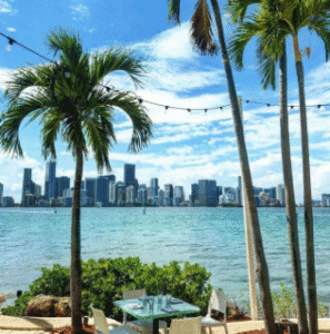 Outdoor seating at The Rusty Pelican